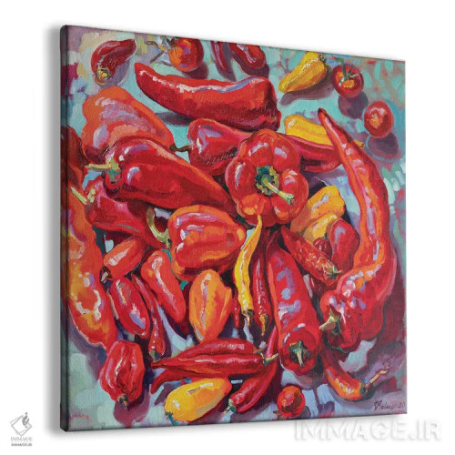 تابلو دکوراتیو طبیعت بی جان قرمز با فلفل تند اثر کاتارینا والوا - نمای پرسپکتیو محصول