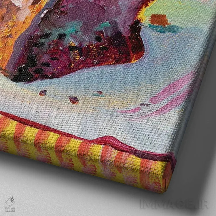 تابلو دکوراتیو برشی از کیک شکلاتی اثر کاتارینا والوا - نمای نزدیک بافت بوم