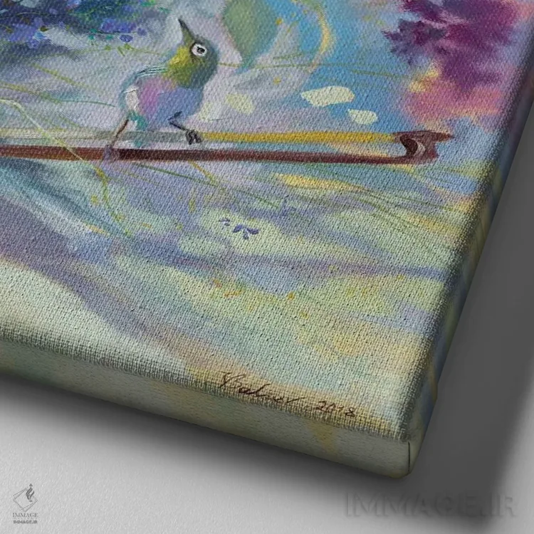 تابلو دکوراتیو آوای بهار اثر کاتارینا والوا - نمای نزدیک بافت بوم