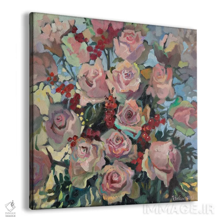 تابلو دکوراتیو رزهای صورتی اثر کاتارینا والوا - نمای پرسپکتیو محصول