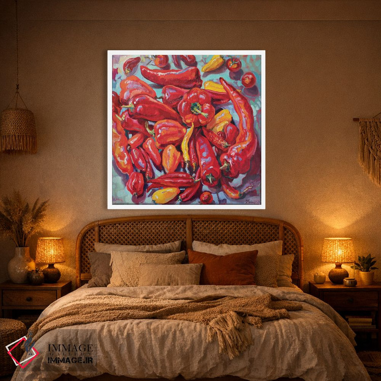 تابلو دکوراتیو طبیعت بی جان قرمز با فلفل تند اثر کاتارینا والوا - D1W