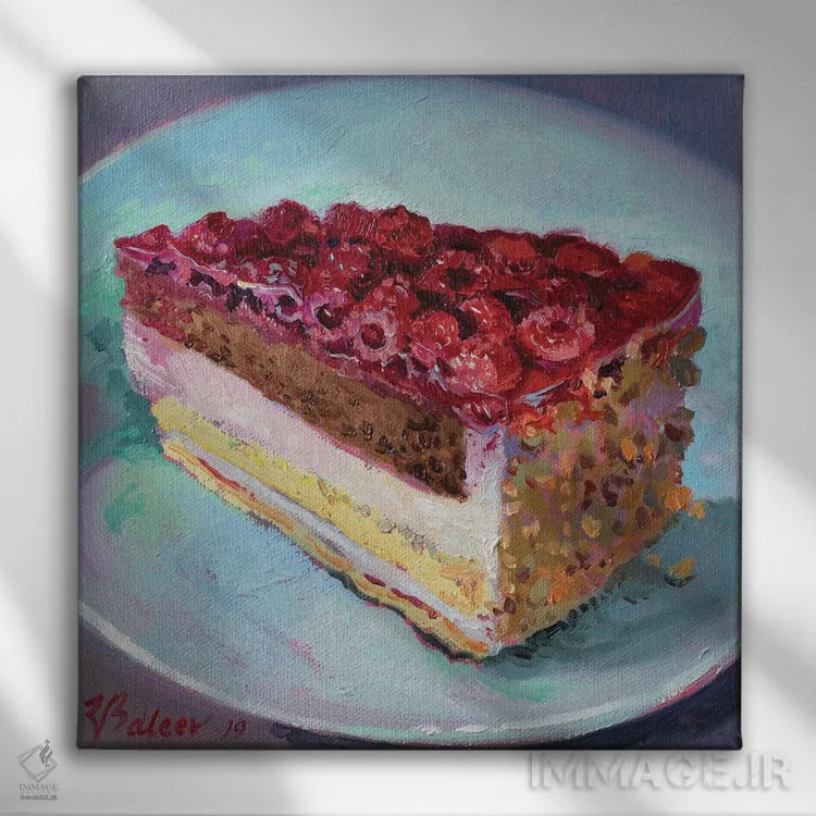 تابلو دکوراتیو یک برش پای تمشک اثر کاتارینا والوا - نمای روبهرو روی دیوار