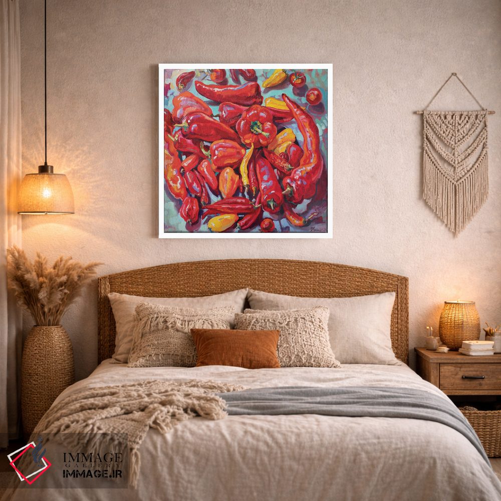 تابلو دکوراتیو طبیعت بی جان قرمز با فلفل تند اثر کاتارینا والوا - D3W