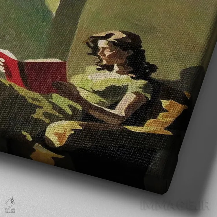 تابلو دکوراتیو یک کتاب خوب اثر کیت تامسون - نمای نزدیک بافت بوم