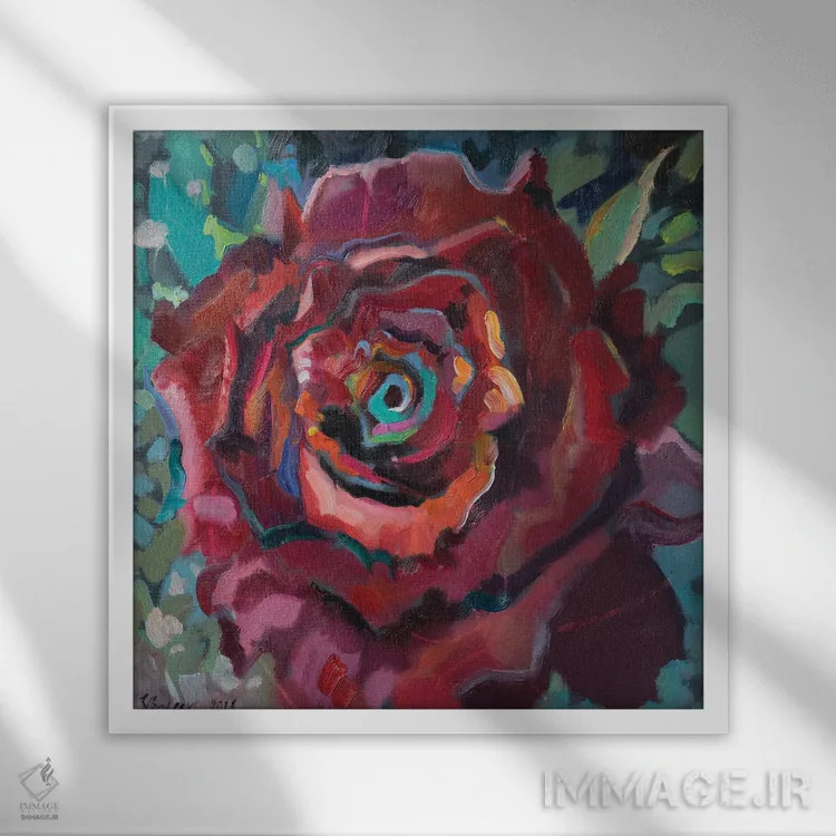 تابلو دکوراتیو رز قرمز اثر کاتارینا والوا - نمای قابدار سفید