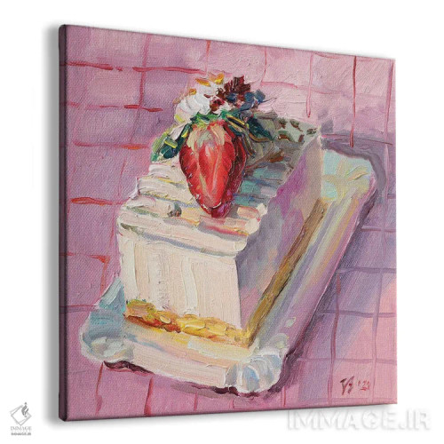 تابلو دکوراتیو پای توت فرنگی و پنیر خامه ای اثر کاتارینا والوا - نمای پرسپکتیو محصول