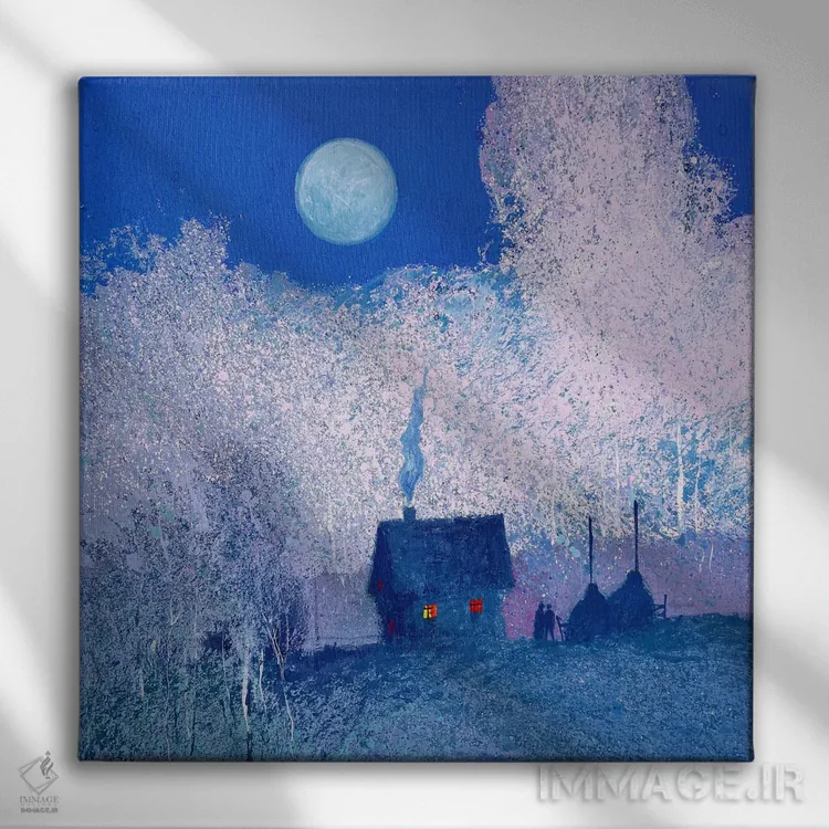 تابلو دکوراتیو شب مهتابی در کارپات اثر اندریی کووالیک - نمای روبهرو روی دیوار