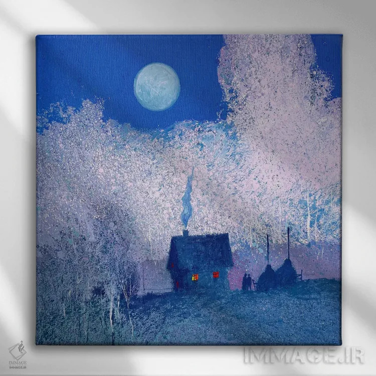تابلو دکوراتیو شب مهتابی در کارپات اثر اندریی کووالیک - نمای روبهرو روی دیوار