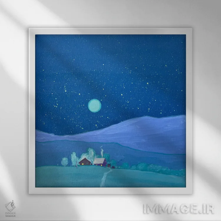 تابلو دکوراتیو درخشش آرام شب اثر اندریی کووالیک - نمای قابدار سفید