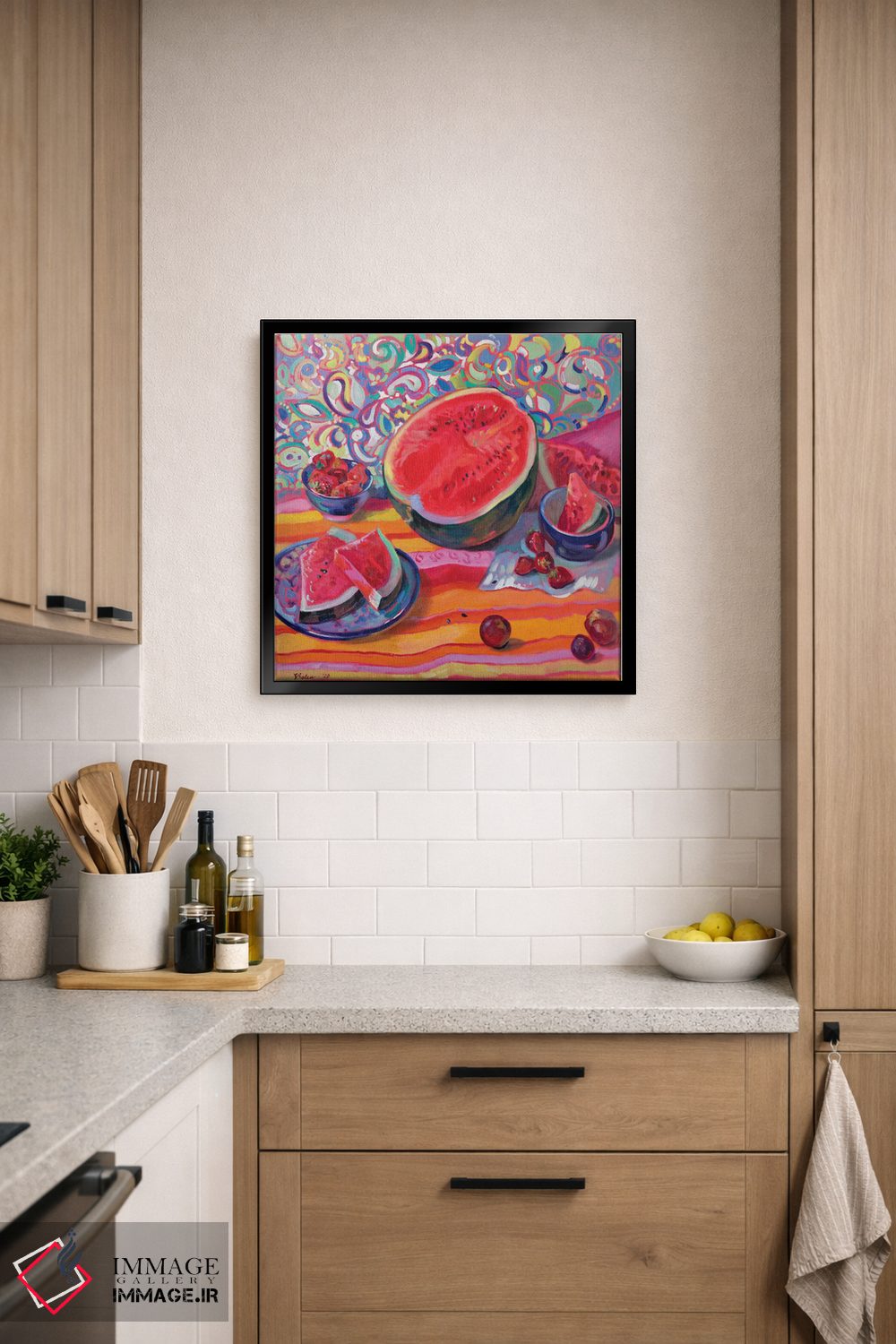 تابلو دکوراتیو طبیعت بی جان با هندوانه اثر کاتارینا والوا - D6B