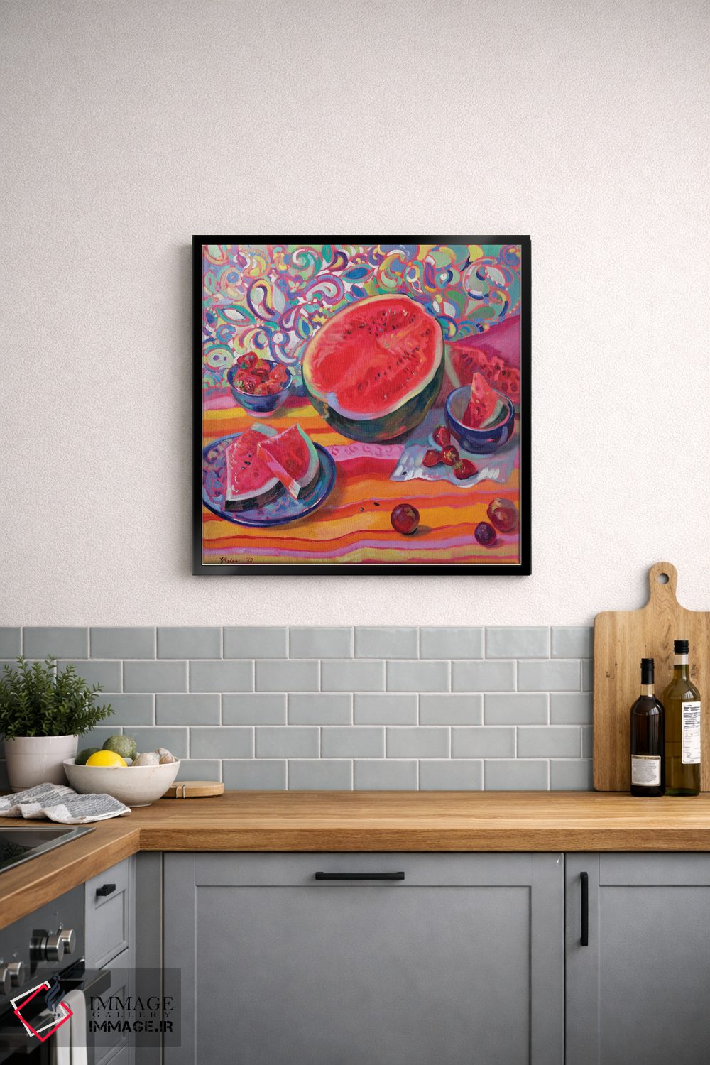 تابلو دکوراتیو طبیعت بی جان با هندوانه اثر کاتارینا والوا - D5B