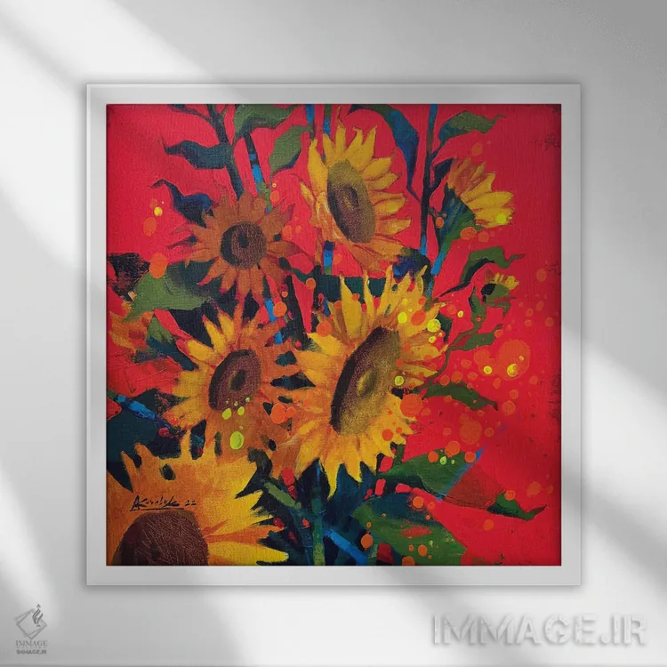 تابلو دکوراتیو گل های پیروزی اثر اندریی کووالیک - نمای قابدار سفید