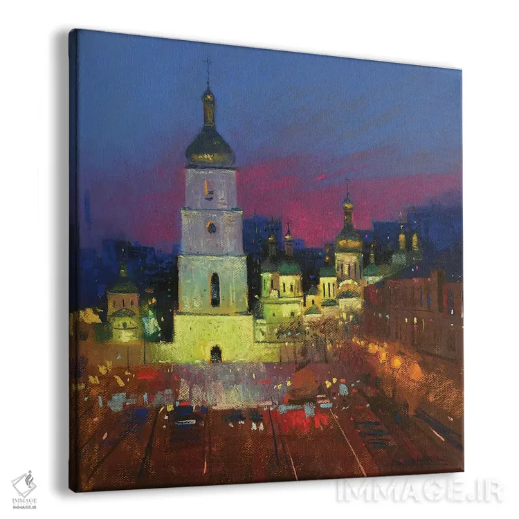 تابلو انتزاعی شهر شبانه کی یف اثر اندریی کووالیک - نمای پرسپکتیو محصول