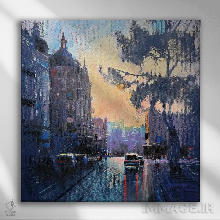 تابلو دکوراتیو خیابان عصرگاهی در کی یف اثر اندریی کووالیک - نمای روبهرو روی دیوار