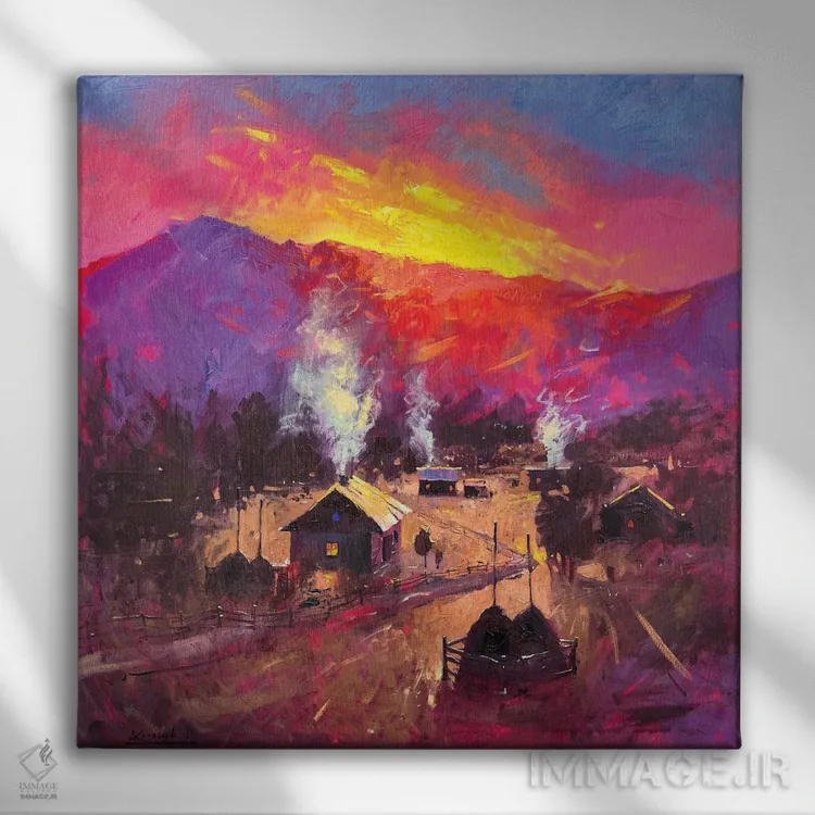 تابلو دکوراتیو نور خورشید در کوه های کارپات اثر اندریی کووالیک - نمای روبهرو روی دیوار