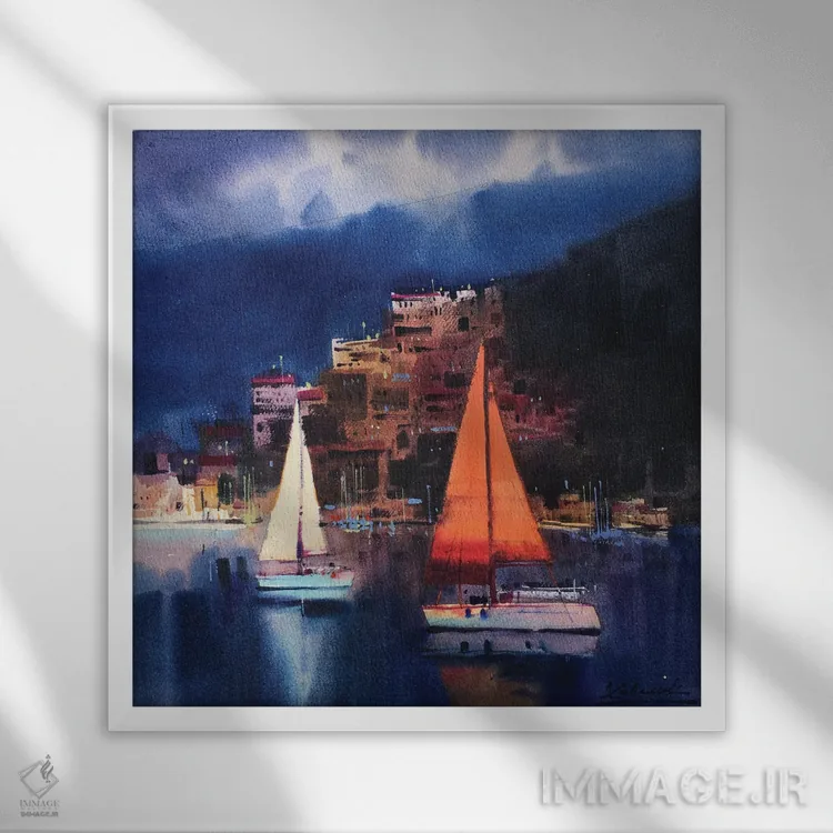 تابلو انتزاعی پیش از طوفان در فتحیه، ترکیه اثر اندریی کووالیک - نمای قابدار سفید