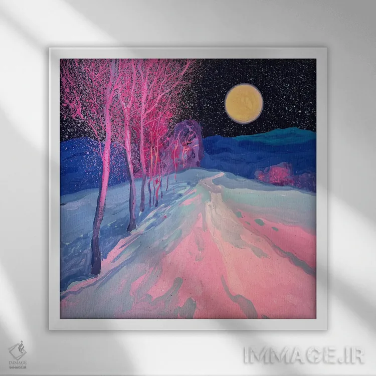 تابلو دکوراتیو سکوت شب مهتابی اثر اندریی کووالیک - نمای قابدار سفید