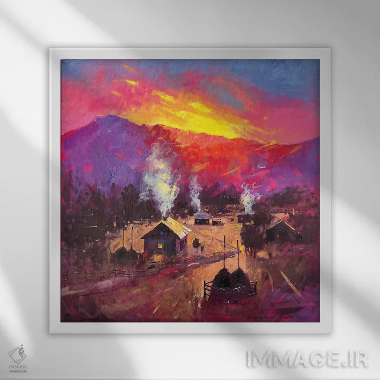 تابلو دکوراتیو نور خورشید در کوه های کارپات اثر اندریی کووالیک - نمای قابدار سفید