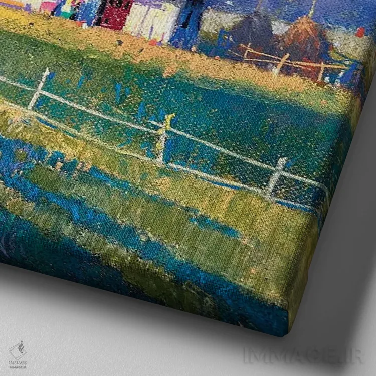 تابلو دکوراتیو روز پاییزی گرم در کوه های کارپات اثر اندریی کووالیک - نمای نزدیک بافت بوم