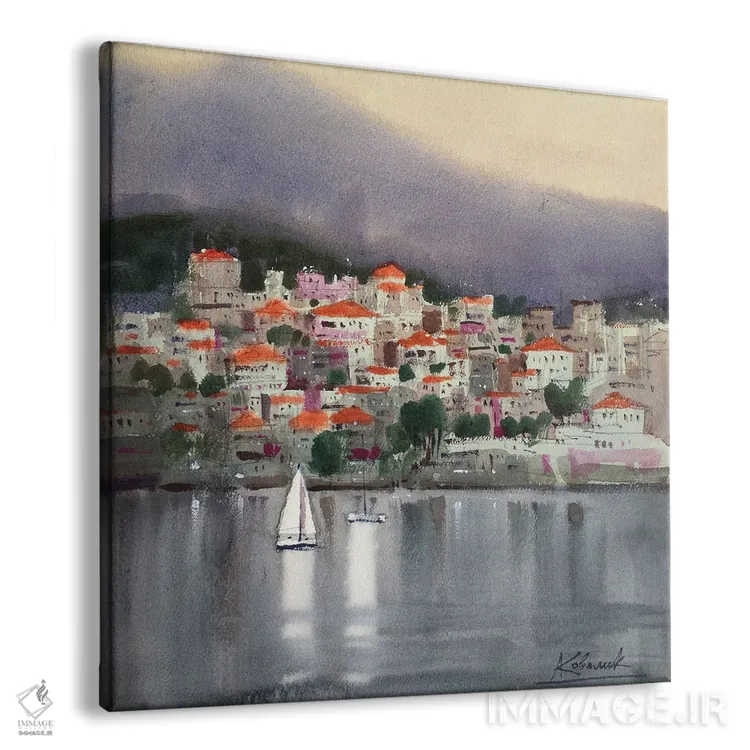 تابلو دکوراتیو طرح در تن های نقره ای، یونان اثر اندریی کووالیک - نمای پرسپکتیو محصول