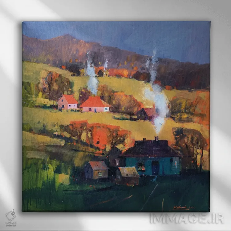 تابلو دکوراتیو عصر گرم فراموش نشدنی در کارپات اثر اندریی کووالیک - نمای روبهرو روی دیوار
