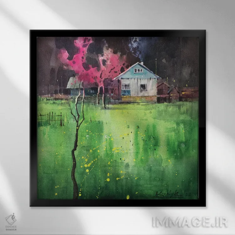 تابلو دکوراتیو بهار در کارپات اثر اندریی کووالیک - نمای قابدار مشکی