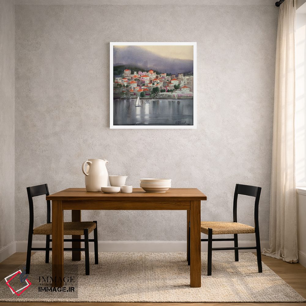 تابلو دکوراتیو طرح در تن های نقره ای، یونان اثر اندریی کووالیک - D1W