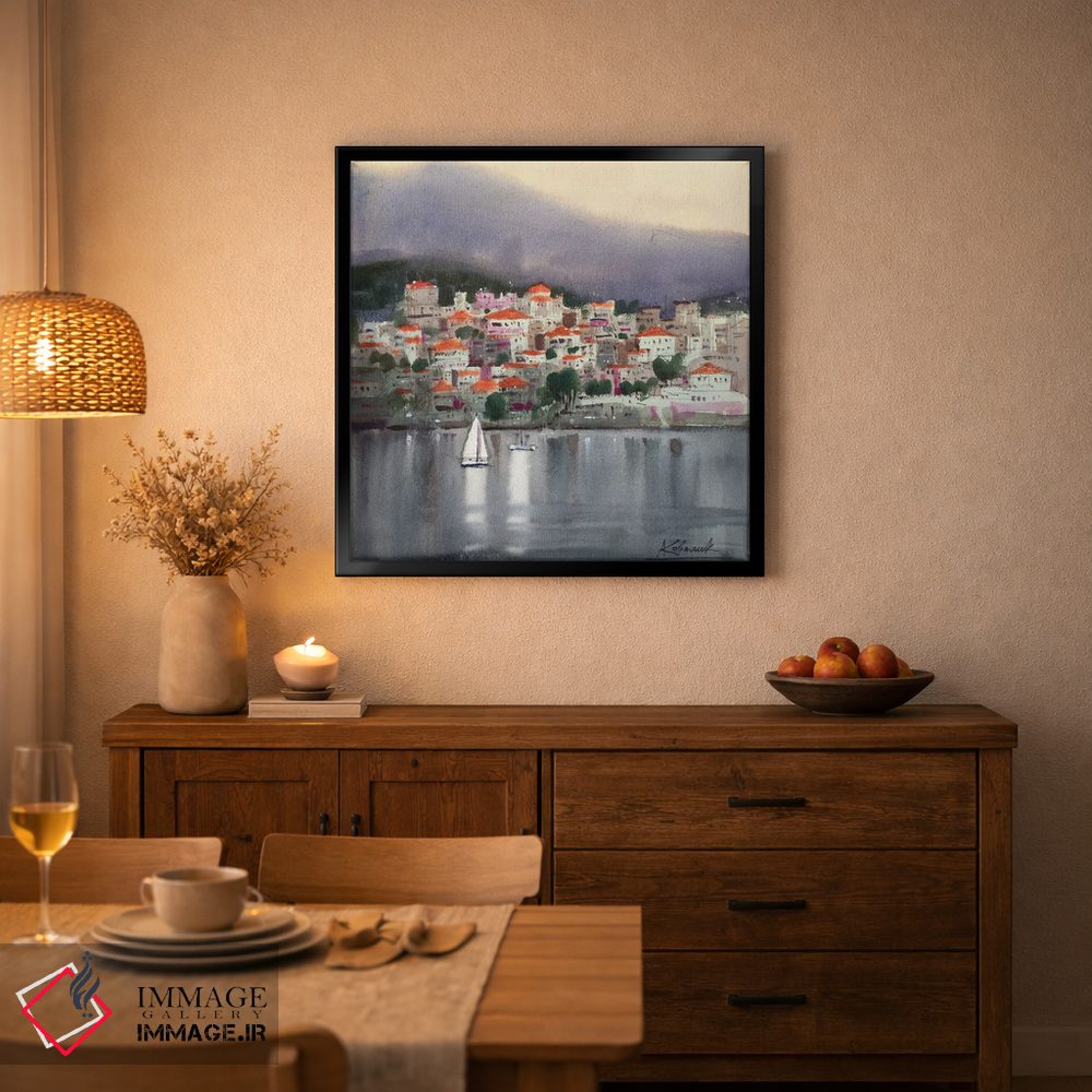 تابلو دکوراتیو طرح در تن های نقره ای، یونان اثر اندریی کووالیک - D5B