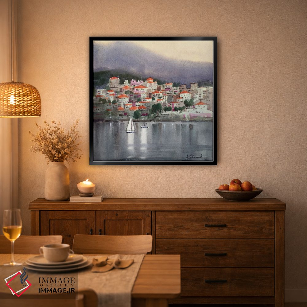 تابلو دکوراتیو طرح در تن های نقره ای، یونان اثر اندریی کووالیک - D4B