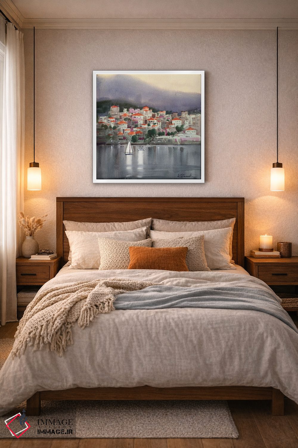 تابلو دکوراتیو طرح در تن های نقره ای، یونان اثر اندریی کووالیک - D6W