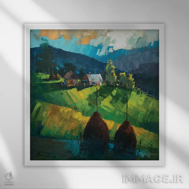 تابلو انتزاعی انرژی کوه های کارپات اثر اندریی کووالیک - نمای قابدار سفید