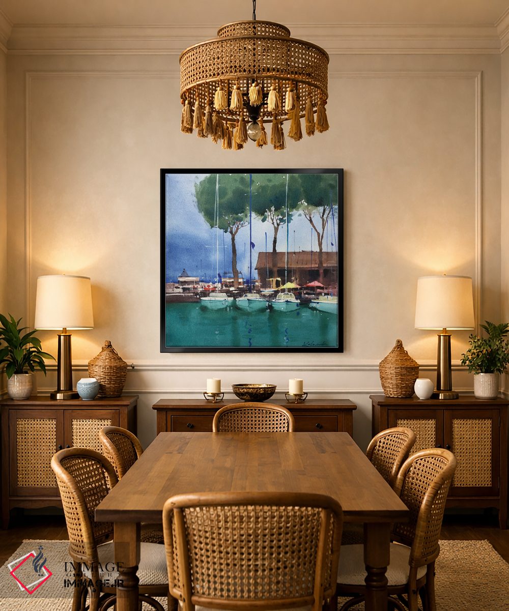 تابلو دکوراتیو قایق های بادبانی در اسکله ایتالیا، دریاچه گاردا اثر اندریی کووالیک - D3B