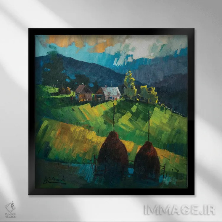 تابلو انتزاعی چشم انداز کوهستانی抽象ی اثر اندریی کووالیک - نمای قابدار مشکی
