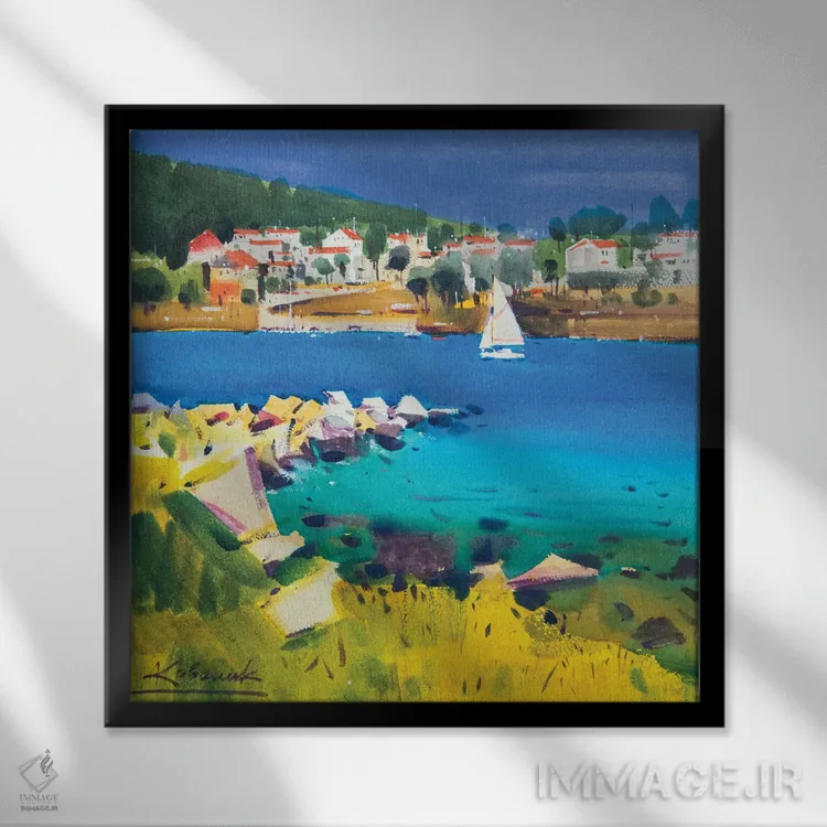 تابلو دکوراتیو یونان باشکوه اثر اندریی کووالیک - نمای قابدار مشکی