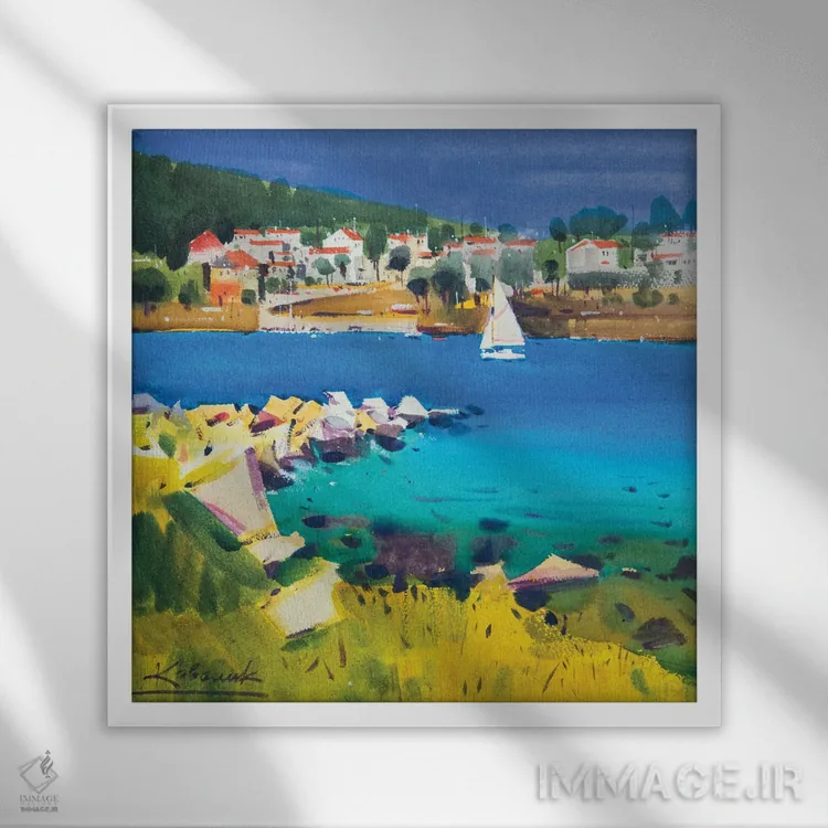 تابلو دکوراتیو یونان باشکوه اثر اندریی کووالیک - نمای قابدار سفید