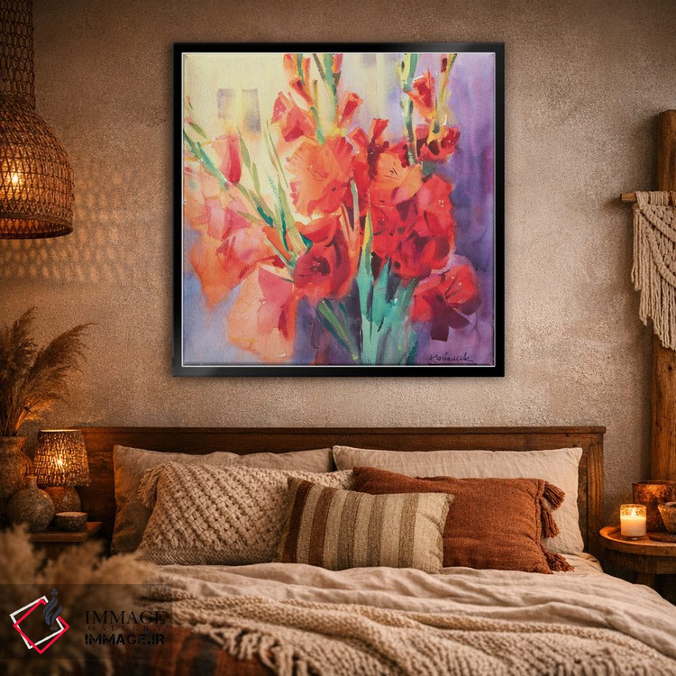 تابلو دکوراتیو گلادیولای قرمز اثر اندریی کووالیک - D2B