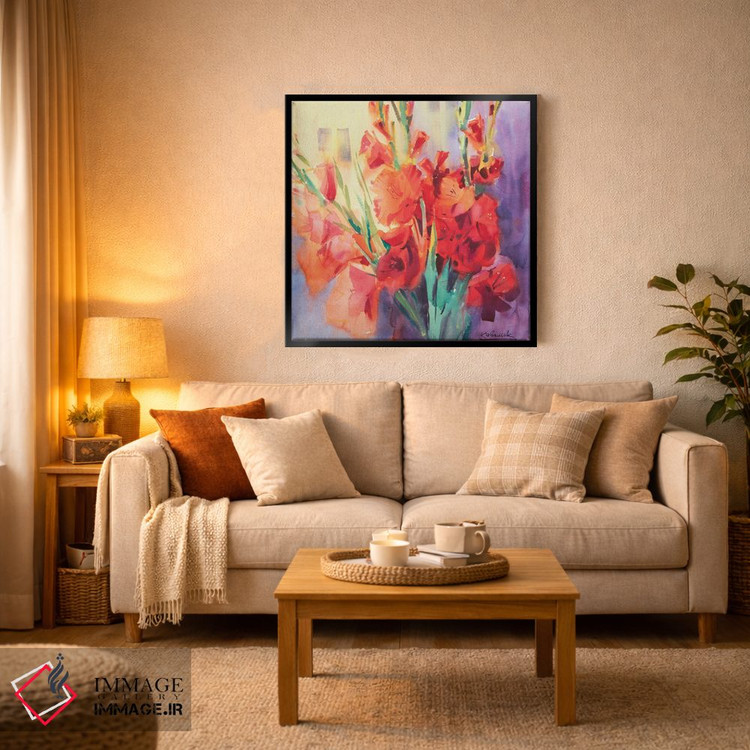 تابلو دکوراتیو گلادیولای قرمز اثر اندریی کووالیک - D3B