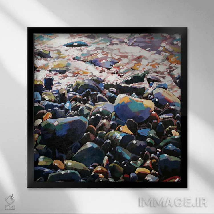 تابلو دکوراتیو سنگریزه ها ۲ اثر کوین لاوری - نمای قابدار مشکی