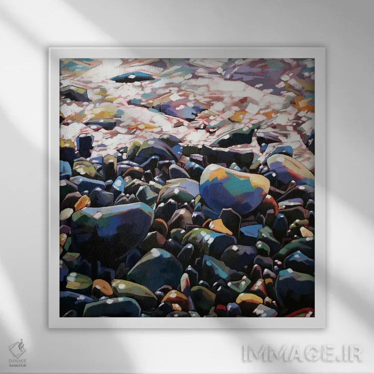 تابلو دکوراتیو سنگریزه ها ۲ اثر کوین لاوری - نمای قابدار سفید