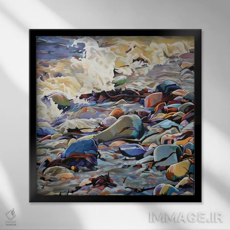 تابلو دکوراتیو سنگریزه ها در کرگ ۲ اثر کوین لاوری - نمای قابدار مشکی