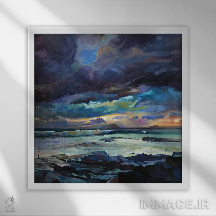 تابلو دکوراتیو خلیج پری دریایی، طوفان فیون اثر کوین لاوری - نمای قابدار سفید