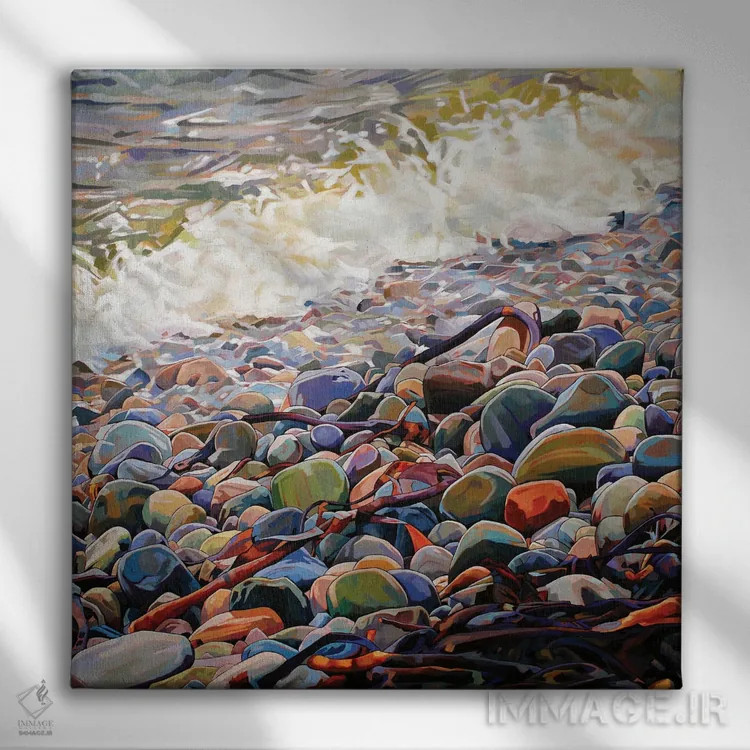 تابلو دکوراتیو سنگریزه ها در کرگ اثر کوین لاوری - نمای روبهرو روی دیوار