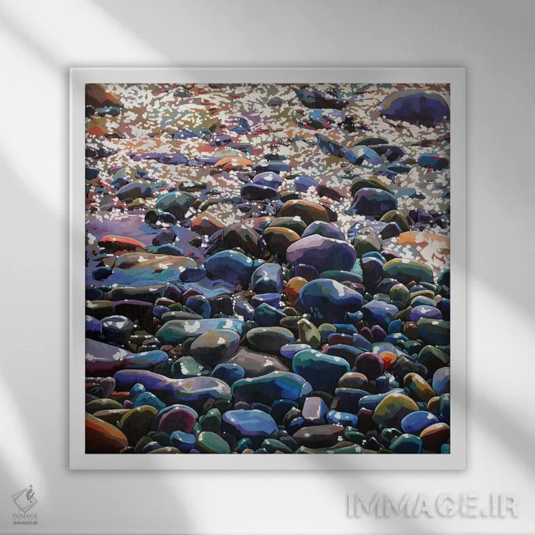 تابلو دکوراتیو سنگریزه ها ۱۰ اثر کوین لاوری - نمای قابدار سفید