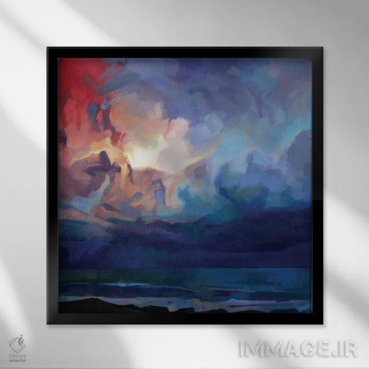 تابلو دکوراتیو پامپا، طوفان فیون اثر کوین لاوری - نمای قابدار مشکی