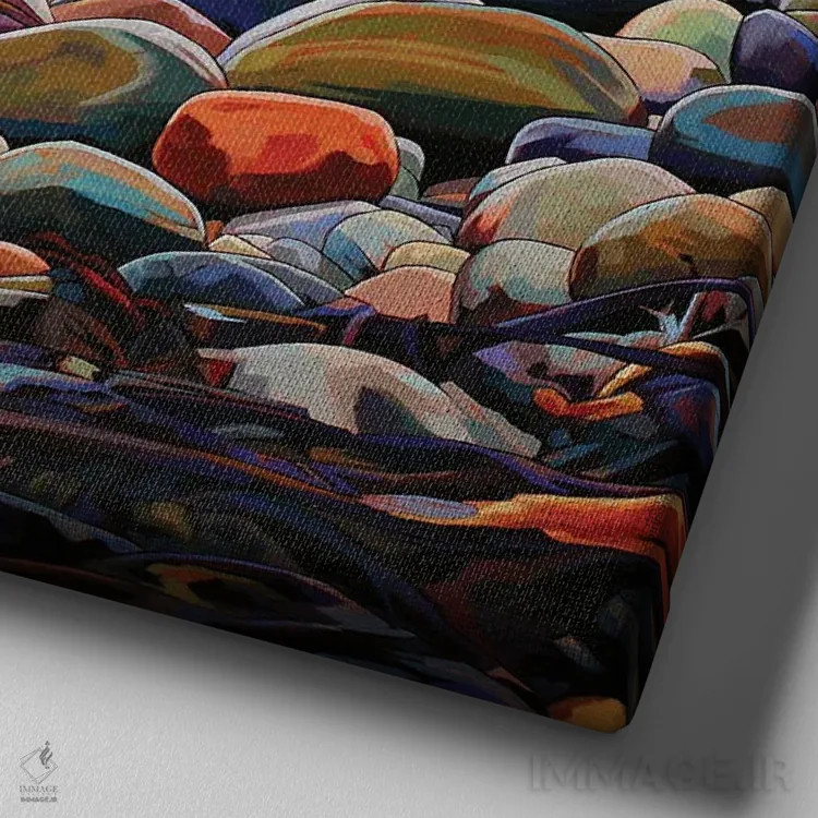 تابلو دکوراتیو سنگریزه ها در کرگ اثر کوین لاوری - نمای نزدیک بافت بوم