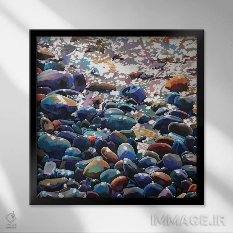 تابلو دکوراتیو سنگریزه ها ۹ اثر کوین لاوری - نمای قابدار مشکی