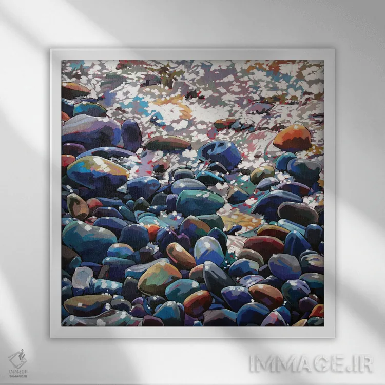 تابلو دکوراتیو سنگریزه ها ۹ اثر کوین لاوری - نمای قابدار سفید