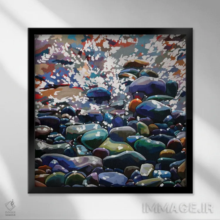 تابلو دکوراتیو سنگریزه ها ۱۳ اثر کوین لاوری - نمای قابدار مشکی