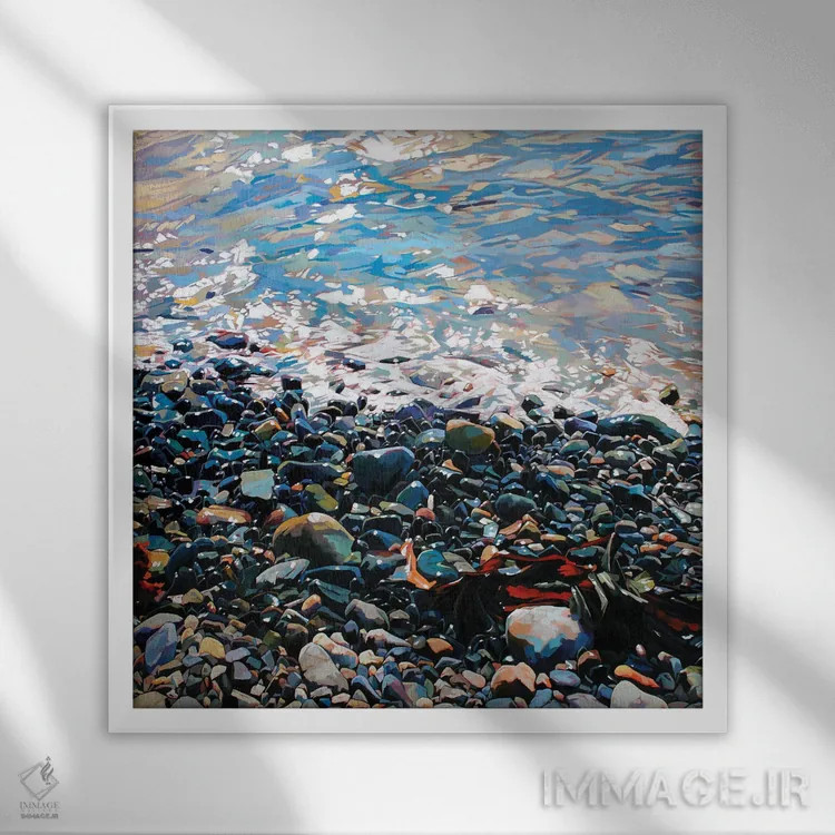 تابلو دکوراتیو سنگریزه ها اثر کوین لاوری - نمای قابدار سفید