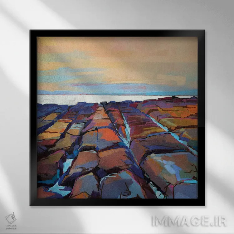 تابلو دکوراتیو صخره ها در پامپا ۳ اثر کوین لاوری - نمای قابدار مشکی